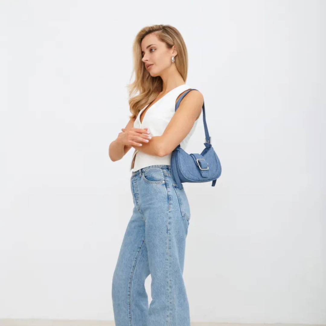 Gemalai Denim Buckle Strap Bag