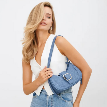Gemalai Denim Buckle Strap Bag