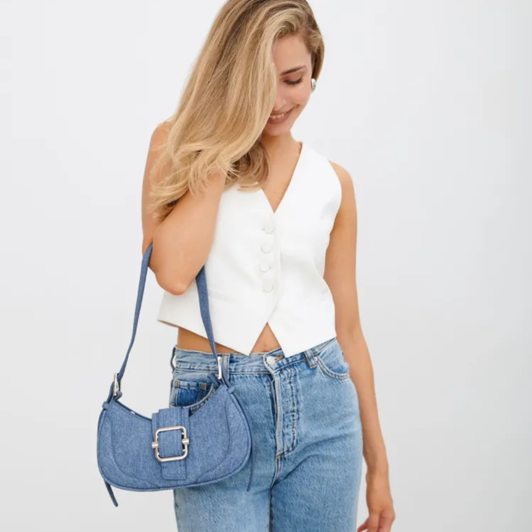 Gemalai Denim Buckle Strap Bag