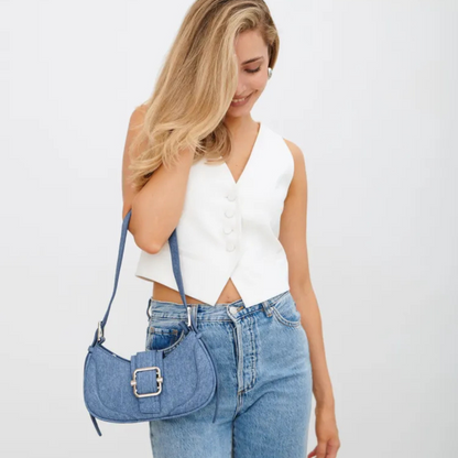 Gemalai Denim Buckle Strap Bag