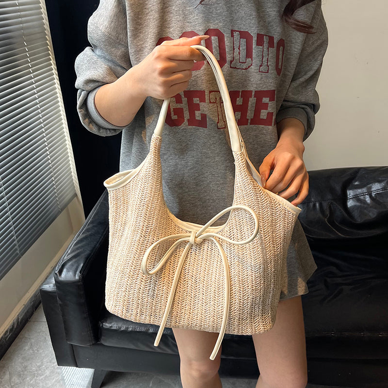 Bumi Lestari Ribbon Straw Tote