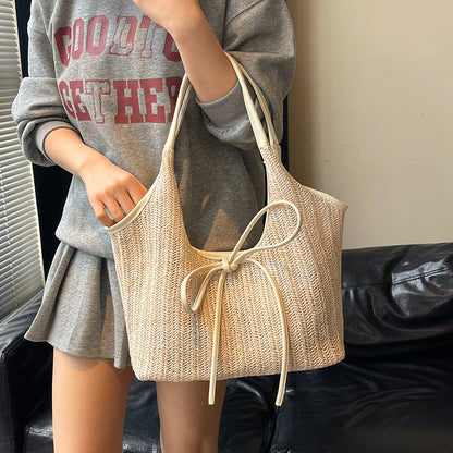 Bumi Lestari Ribbon Straw Tote