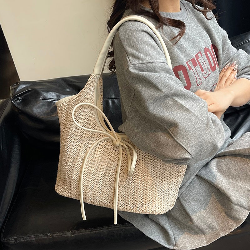 Bumi Lestari Ribbon Straw Tote