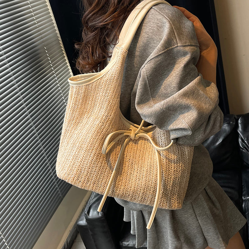 Bumi Lestari Ribbon Straw Tote