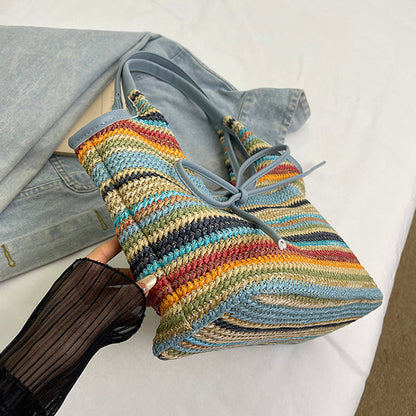 Bumi Lestari Ribbon Straw Tote