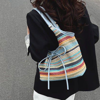 Bumi Lestari Ribbon Straw Tote