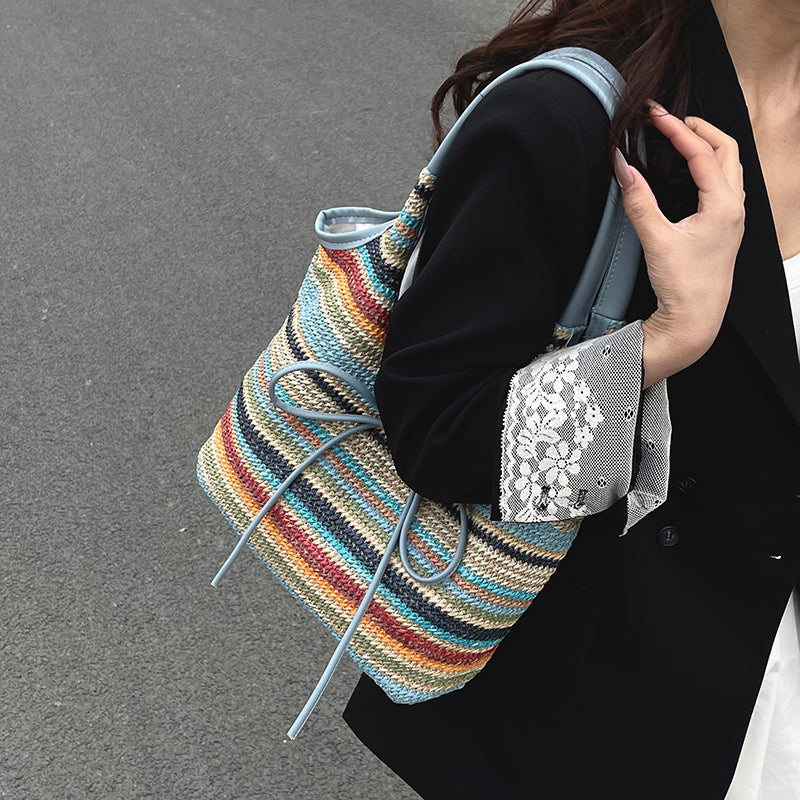 Bumi Lestari Ribbon Straw Tote