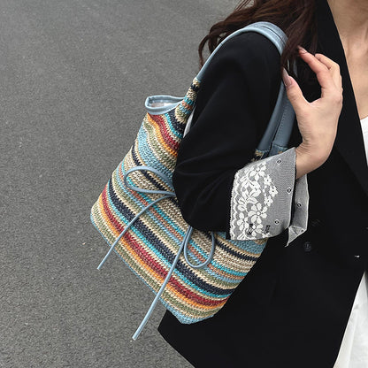 Bumi Lestari Ribbon Straw Tote