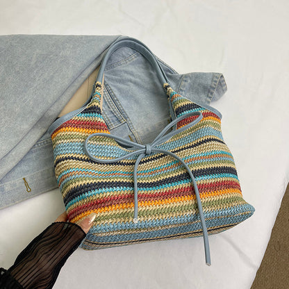 Bumi Lestari Ribbon Straw Tote