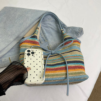 Bumi Lestari Ribbon Straw Tote