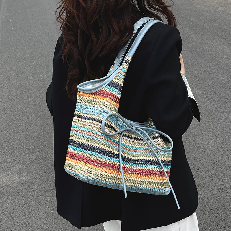 Bumi Lestari Ribbon Straw Tote
