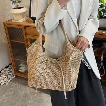 Bumi Lestari Ribbon Straw Tote