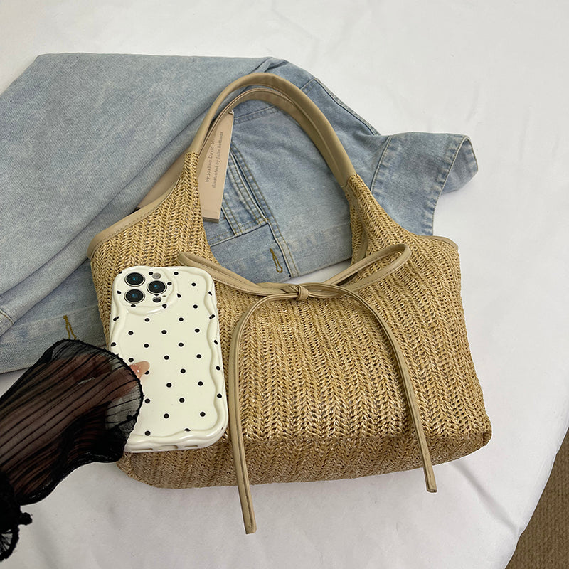 Bumi Lestari Ribbon Straw Tote