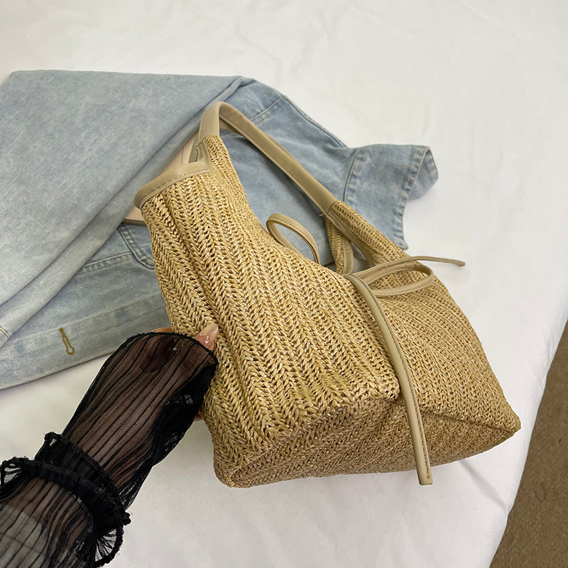 Bumi Lestari Ribbon Straw Tote