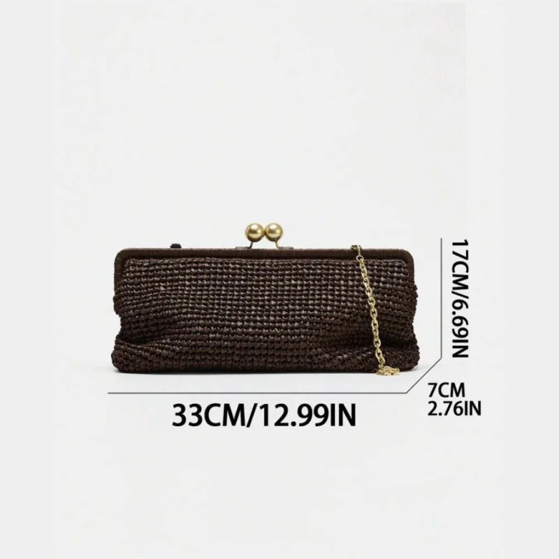 Meluraya Woven Chain Clutch Bag