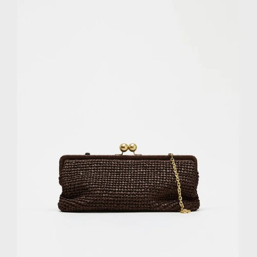 Meluraya Woven Chain Clutch Bag