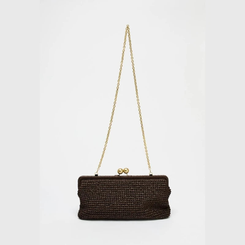 Meluraya Woven Chain Clutch Bag